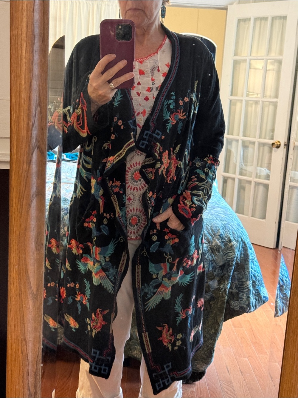 BIYA for Johnny Was brightly colored, embroidered cardigan, duster - Picture 3 of 5